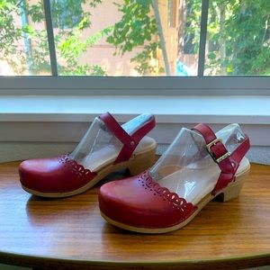 Dansko Red Platform Clog Sandals